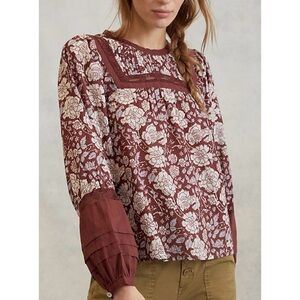 Cleobella Harley Blouse Balloon Sleeve Embroidered Floral Rafia Anthropologie